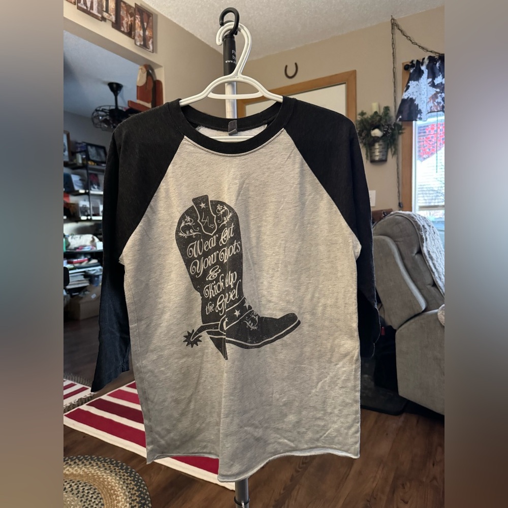 Next Level Apparel Black and Gray Long Sleeve Tee